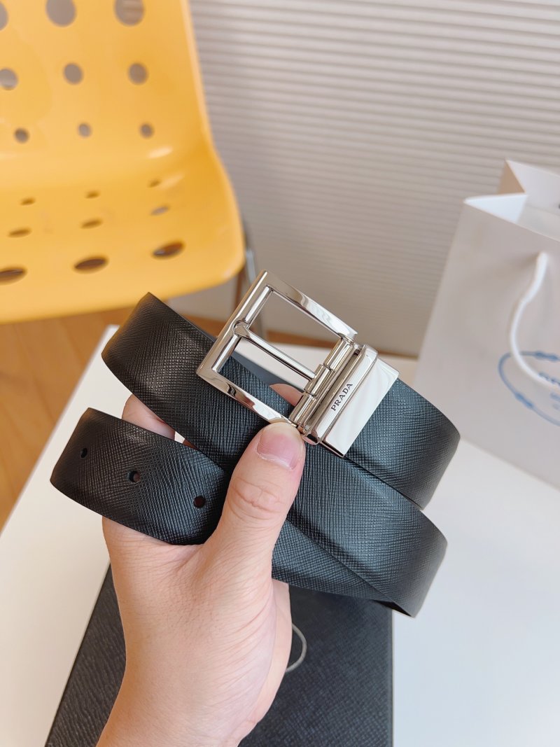 Prada Saffiano Leather Belt Black 35mm