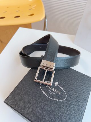 Prada Saffiano Leather Belt Black 35mm view 2