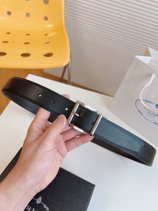 Prada Saffiano Leather Belt Black 35mm view 3