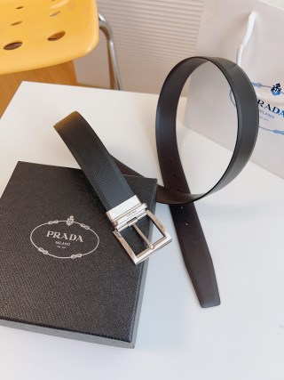 Prada Saffiano Leather Belt Black 35mm view 5