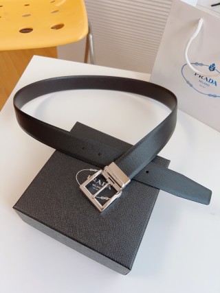 Prada Saffiano Leather Belt Black 35mm view 6