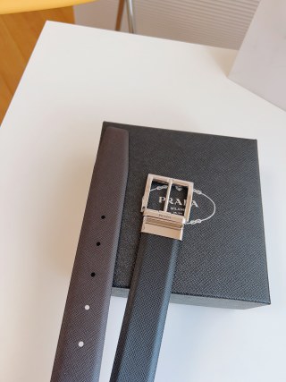 Prada Saffiano Leather Belt Black 35mm view 7