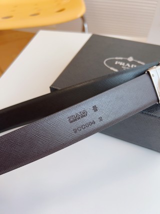 Prada Saffiano Leather Belt Black 35mm view 8