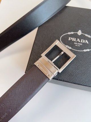 Prada Saffiano Leather Belt Black 35mm view 9