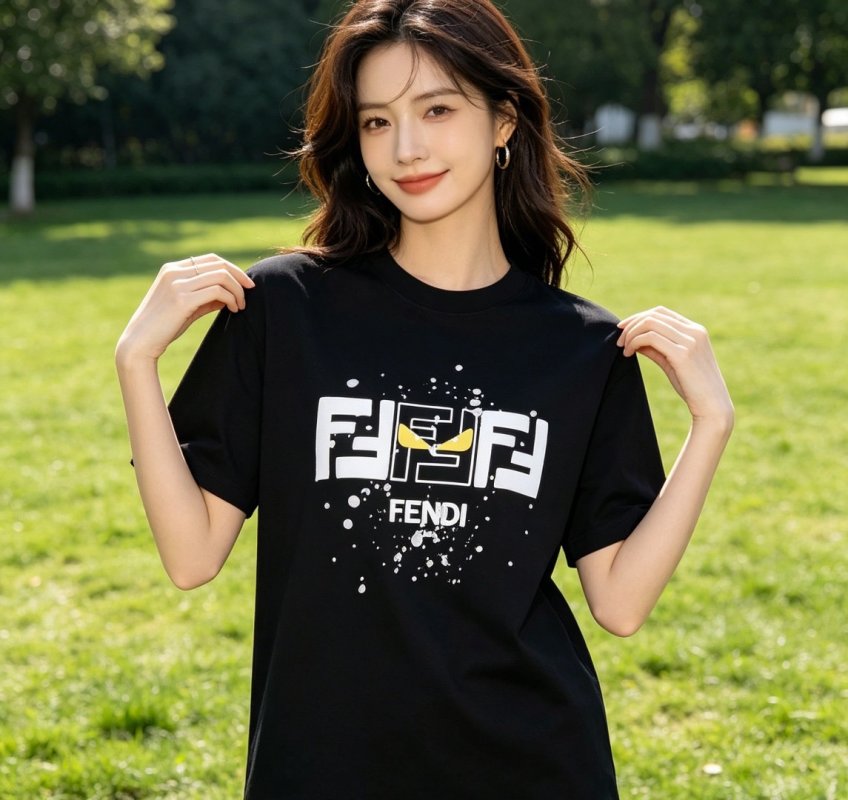 Fendi Logo Splash Black T-Shirt