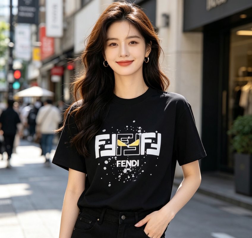 Fendi Logo Splash Black T-Shirt view