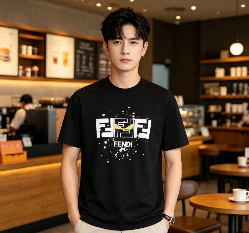 Fendi Logo Splash Black T-Shirt view