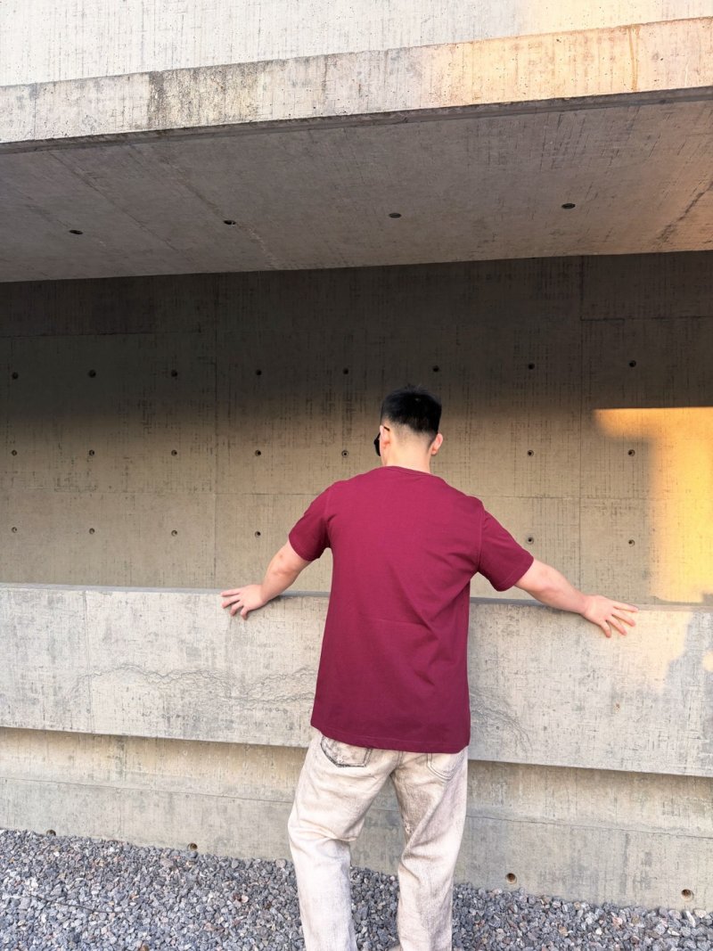 Dior Signature Script Embroidered Burgundy T-Shirt view