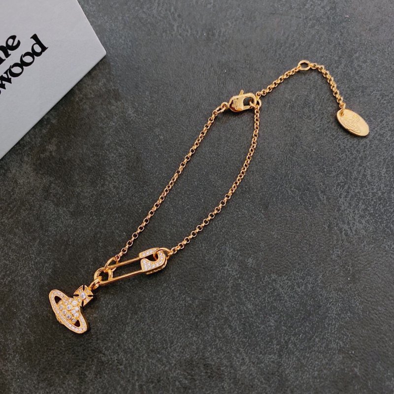 Vivienne Westwood Saturn Orb Gold Charm Bracelet