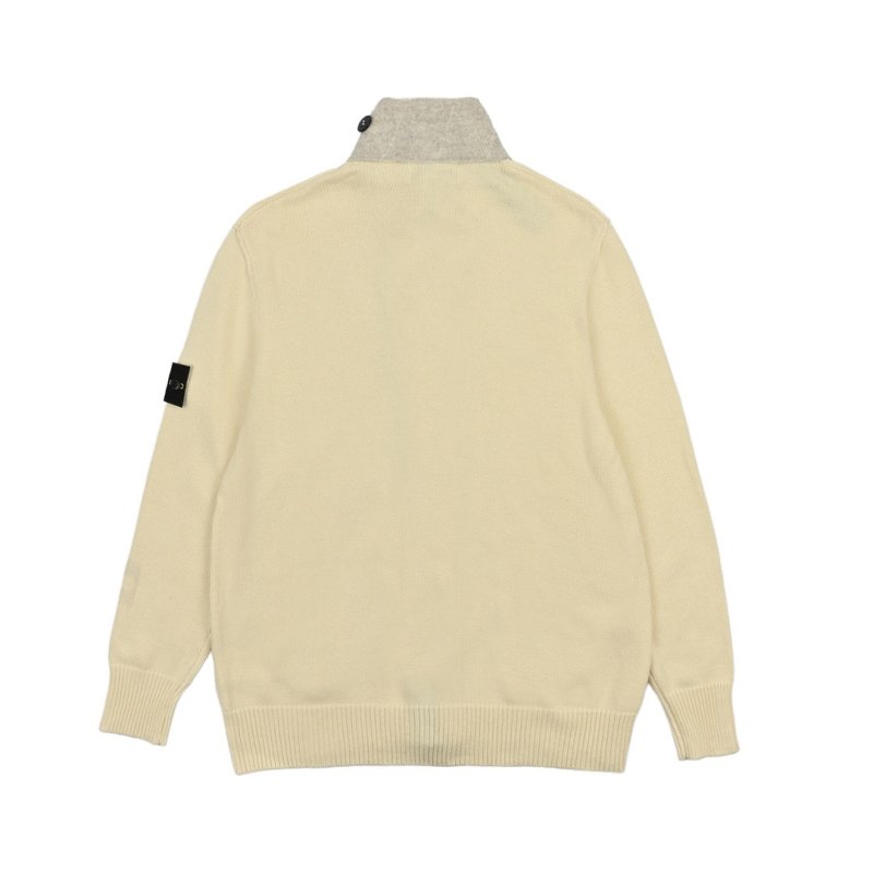 Stone Island Cream Wool Blend Cardigan with Compass Badge view