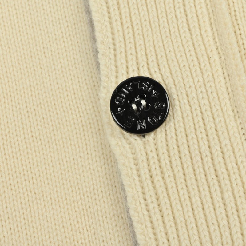Stone Island Cream Wool Blend Cardigan with Compass Badge view