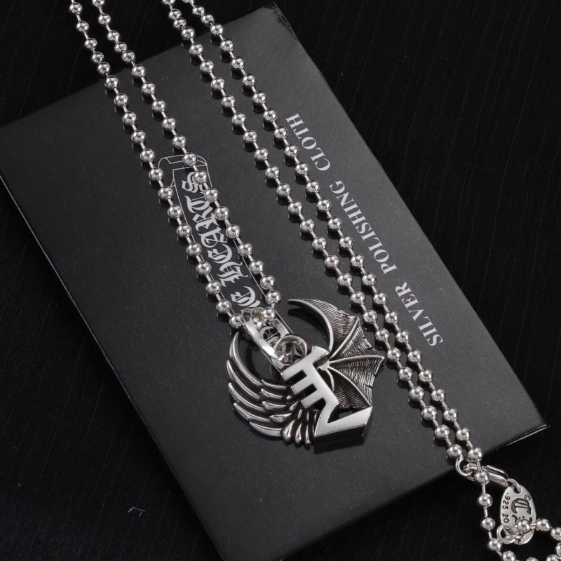 Chrome Hearts Silver Ball Chain Cross Pendant Necklace view