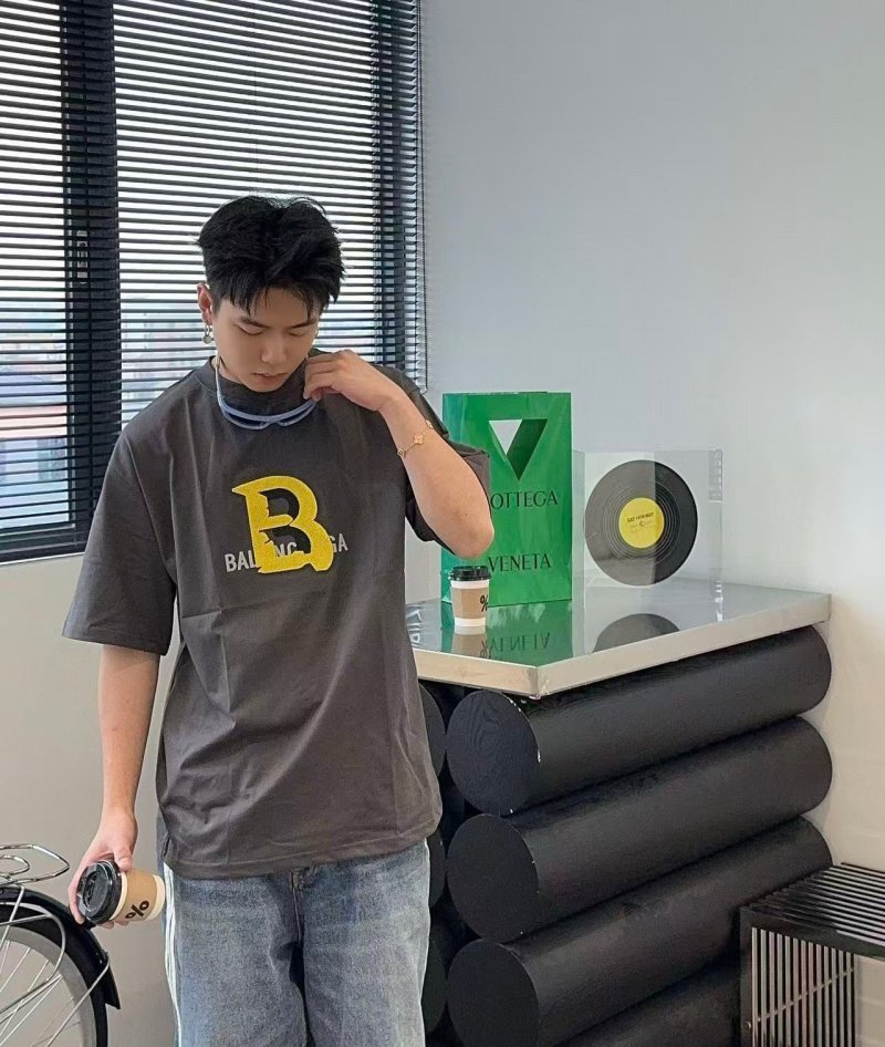 Balenciaga Logo Print Oversized T-Shirt Charcoal view