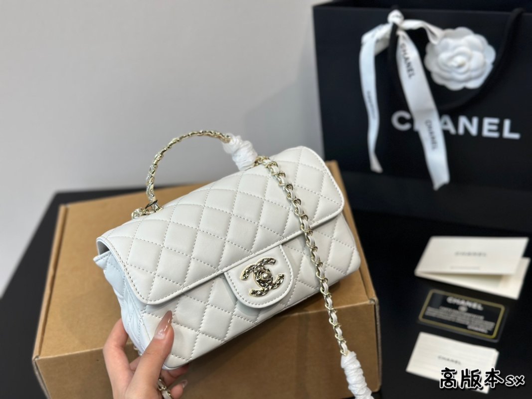 Chanel CF Handle Mini Quilted Black Leather Crossbody Bag view