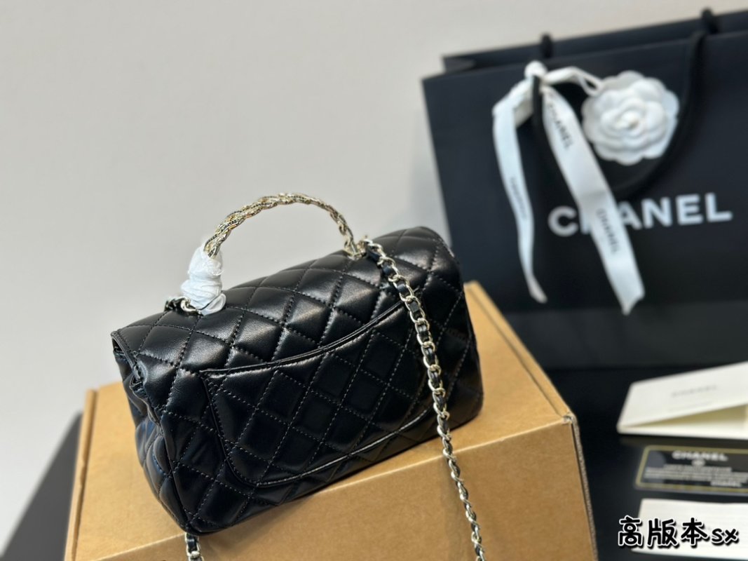 Chanel CF Handle Mini Quilted Black Leather Crossbody Bag view