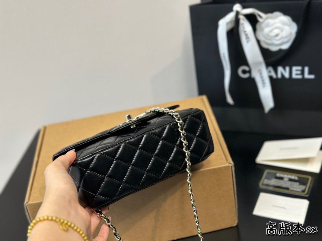 Chanel CF Handle Mini Quilted Black Leather Crossbody Bag view