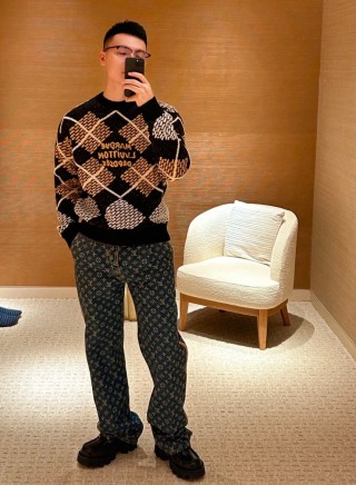 Dolce & Gabbana Black Gold Argyle Knit Sweater view 2