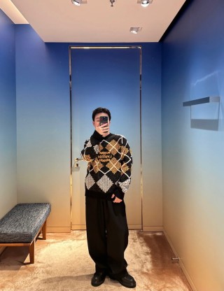 Dolce & Gabbana Black Gold Argyle Knit Sweater view 4