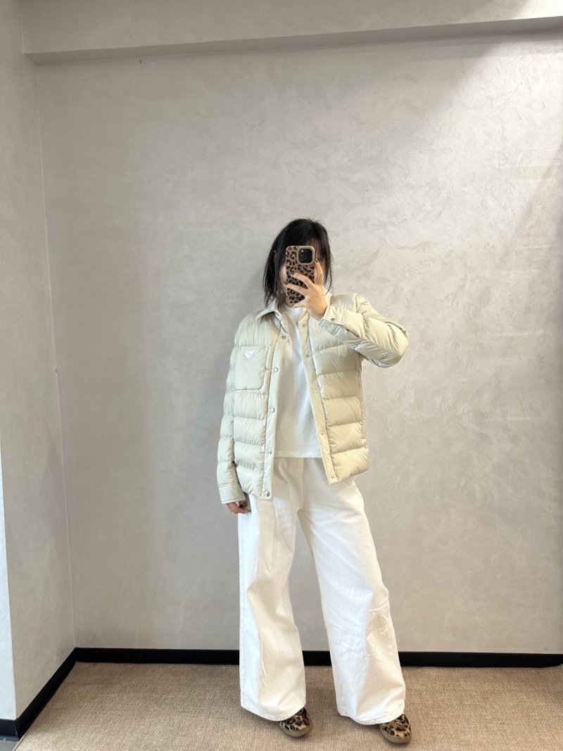 Prada Cream Quilted Down Jacket view