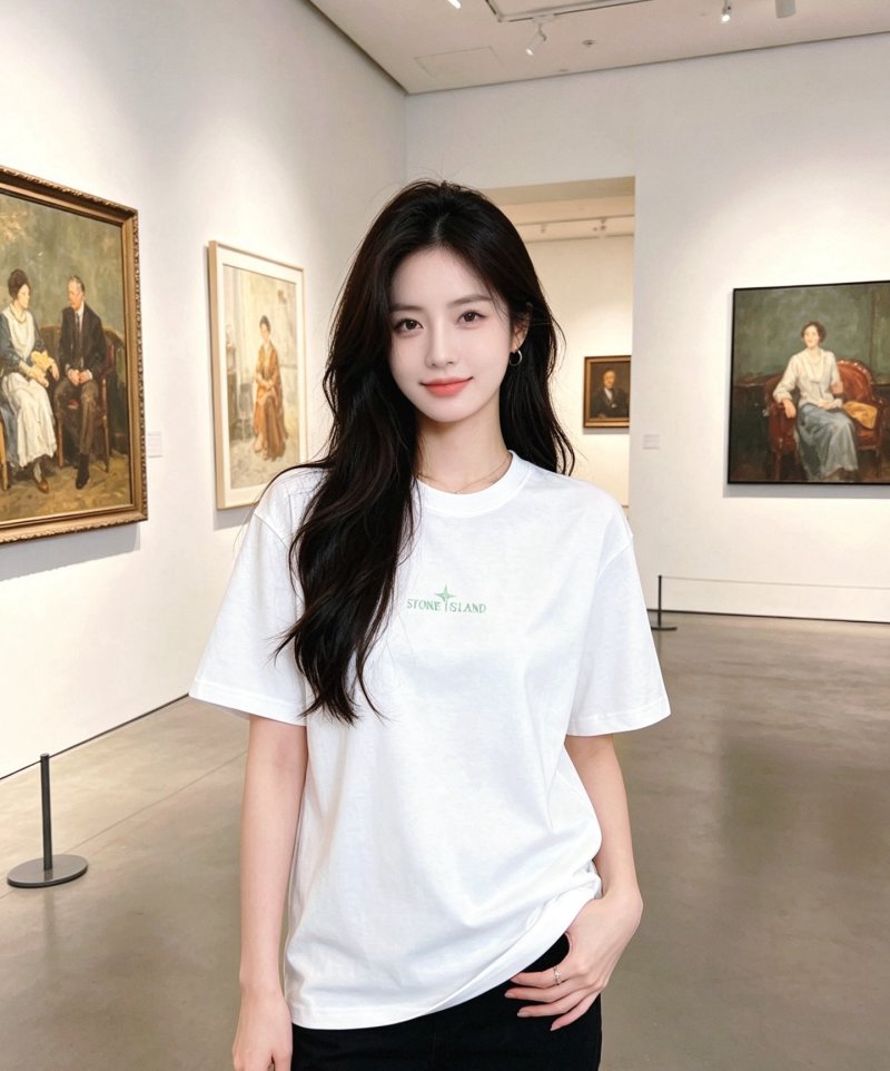 Stone Island White Logo T-Shirt