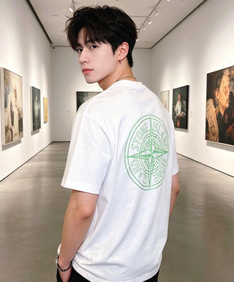 Stone Island White Logo T-Shirt view