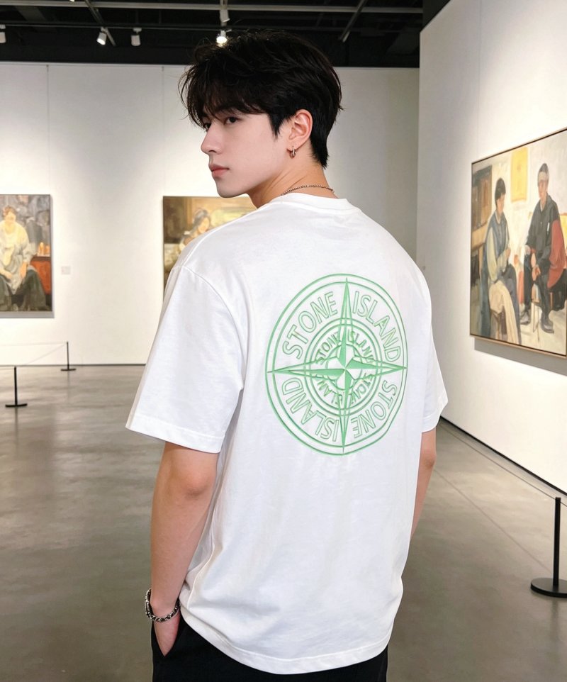 Stone Island White Logo T-Shirt view