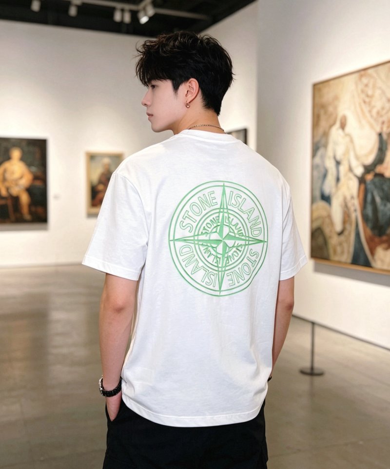 Stone Island White Logo T-Shirt view