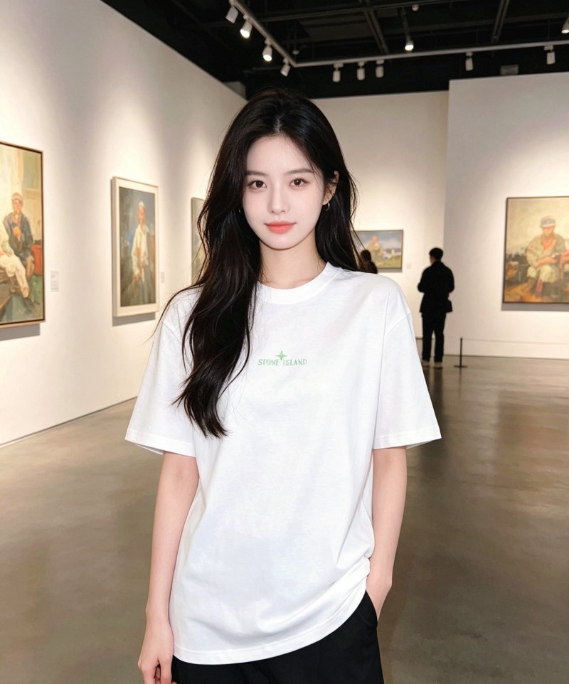 Stone Island White Logo T-Shirt view