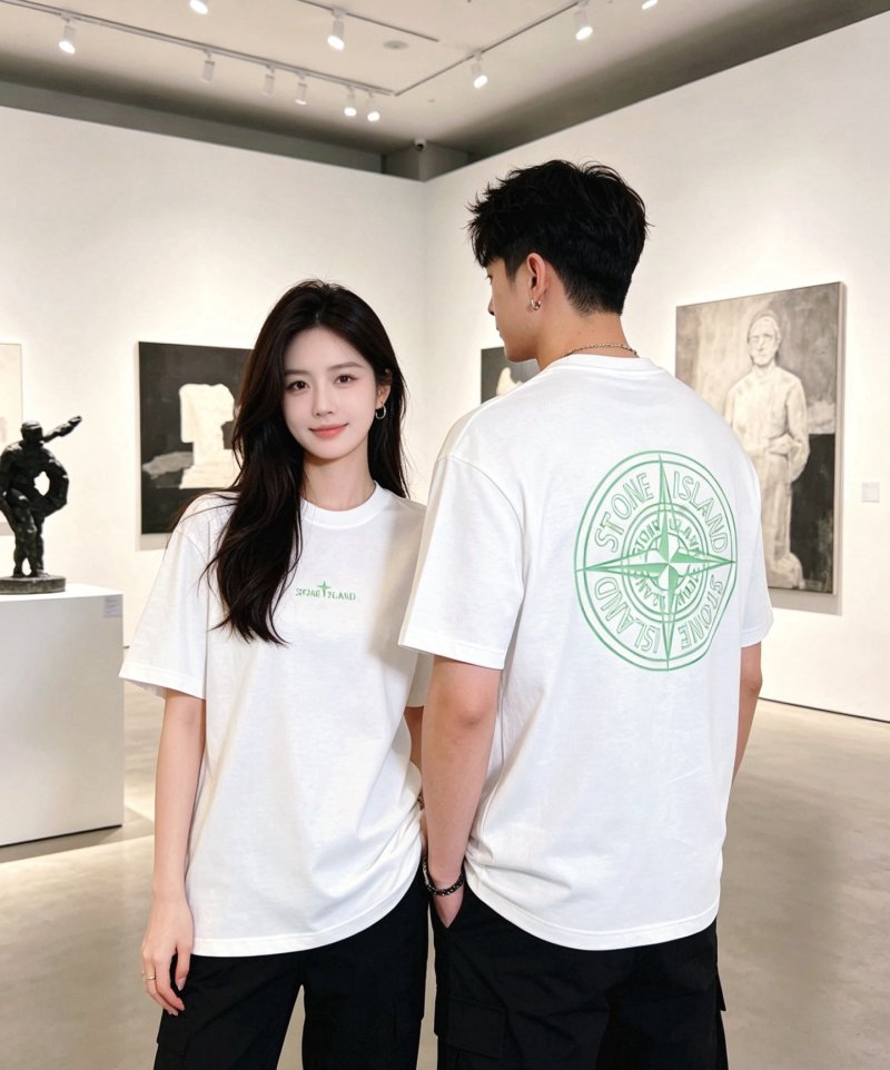Stone Island White Logo T-Shirt view