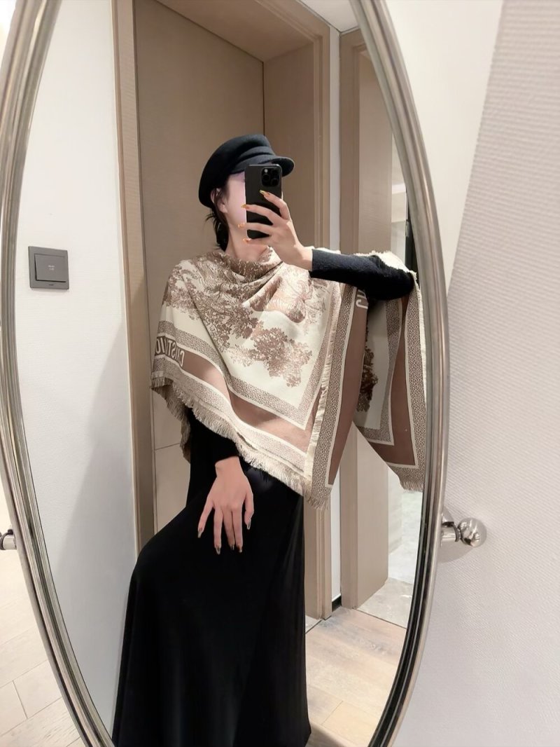 Dior Velvet Square Scarf 140cm Beige view