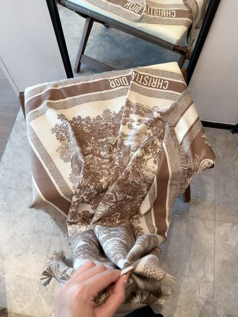 Dior Velvet Square Scarf 140cm Beige view