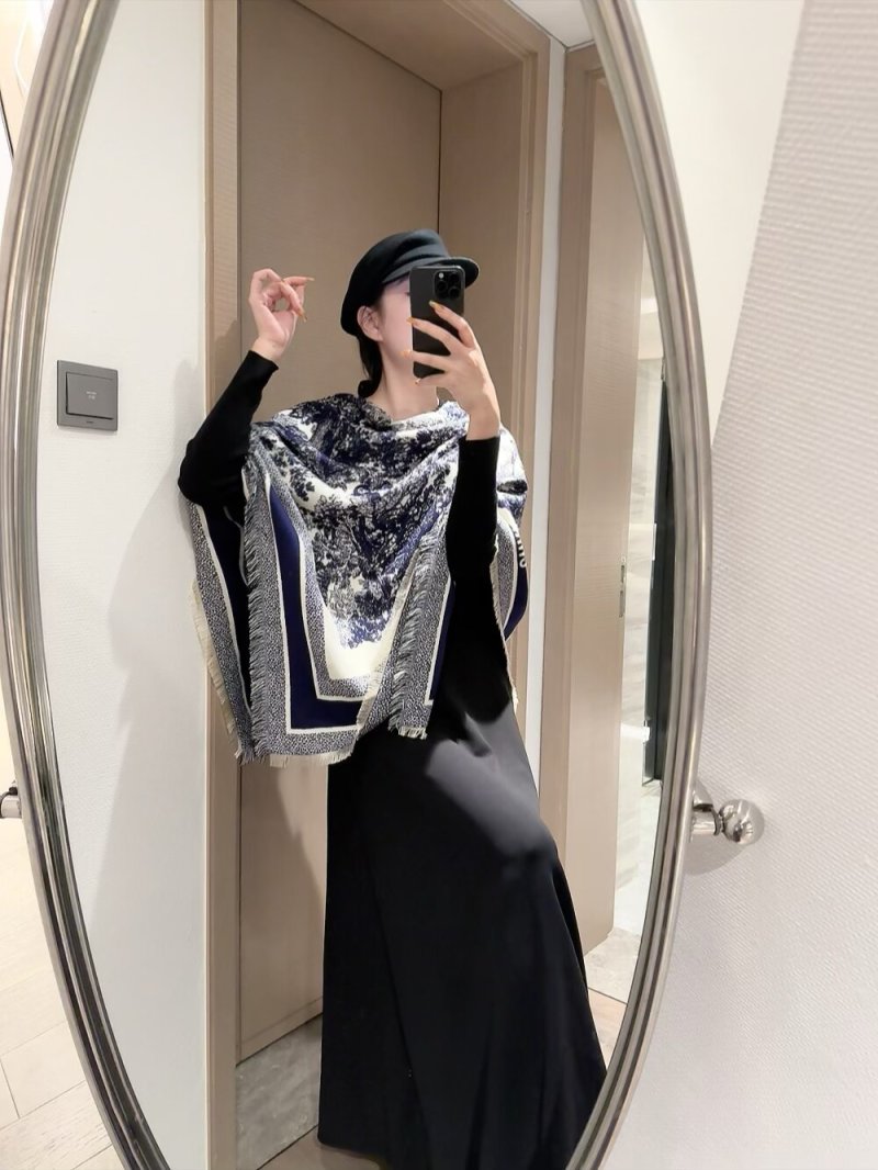 Dior Velvet Square Scarf 140cm Beige view