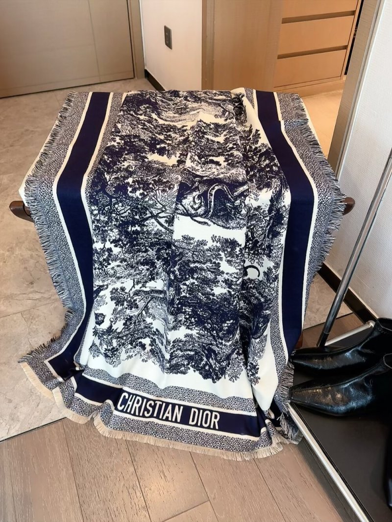 Dior Velvet Square Scarf 140cm Beige view