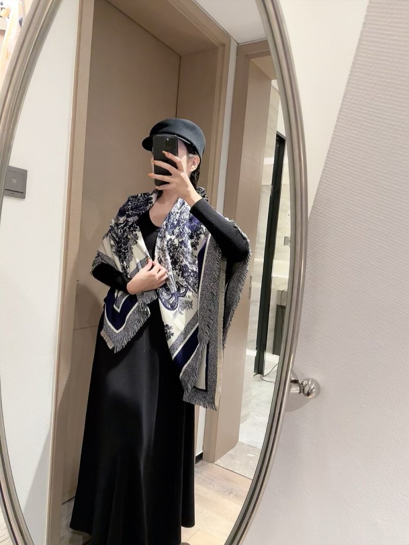 Dior Velvet Square Scarf 140cm Beige view