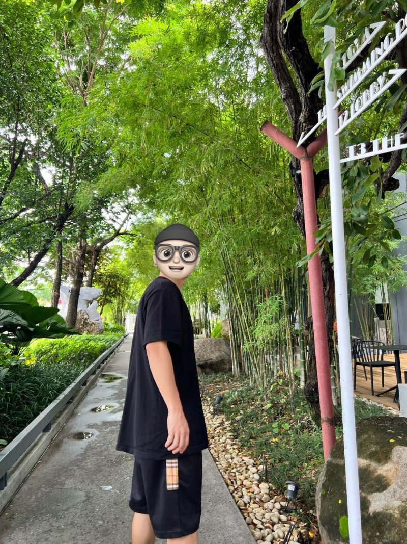 Black Oversized T-Shirt with Nylon Pocket Detail view