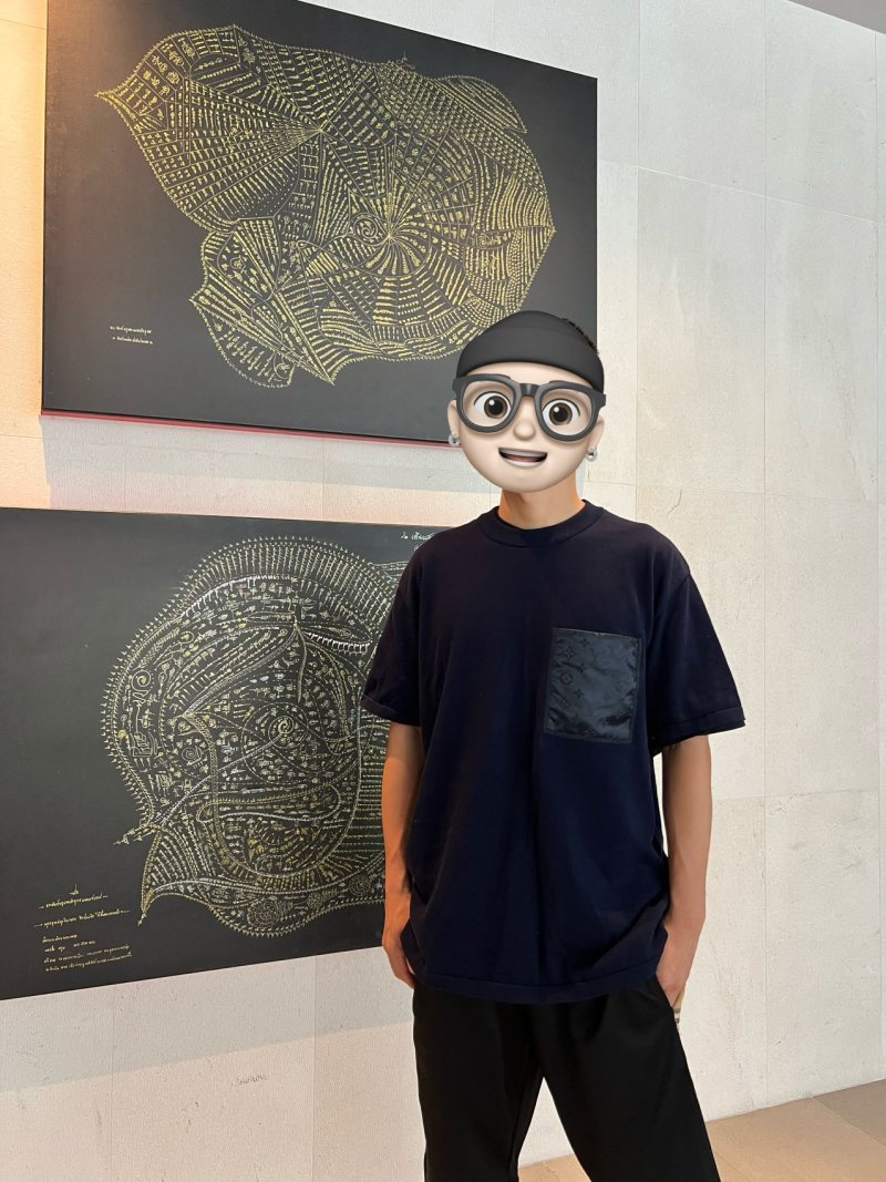 Black Oversized T-Shirt with Nylon Pocket Detail view