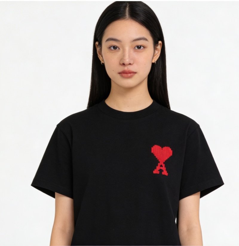 Ami Black Heart Logo Short Sleeve T-Shirt