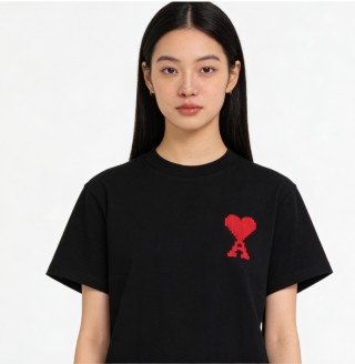 Ami Black Heart Logo Short Sleeve T-Shirt