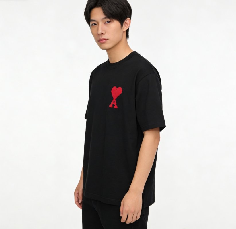 Ami Black Heart Logo Short Sleeve T-Shirt view