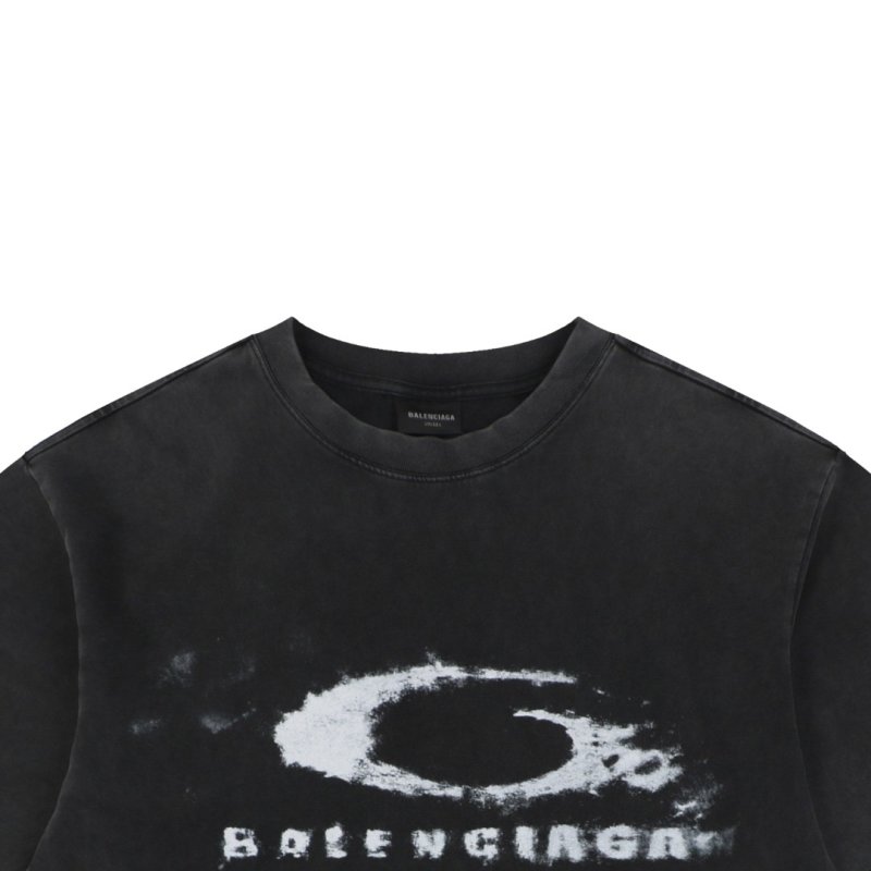 Balenciaga Charcoal Logo Graphic T-Shirt view