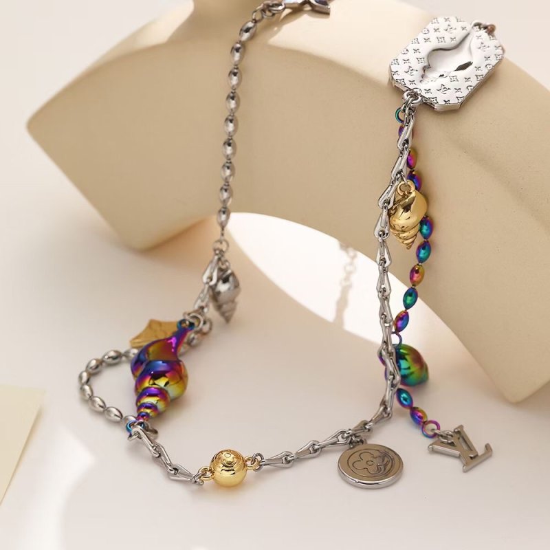 Louis Vuitton Shell Charm Necklace Silver Rainbow view