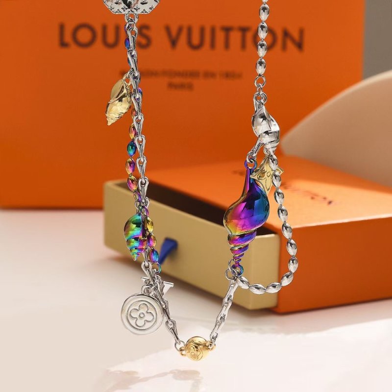 Louis Vuitton Shell Charm Necklace Silver Rainbow view