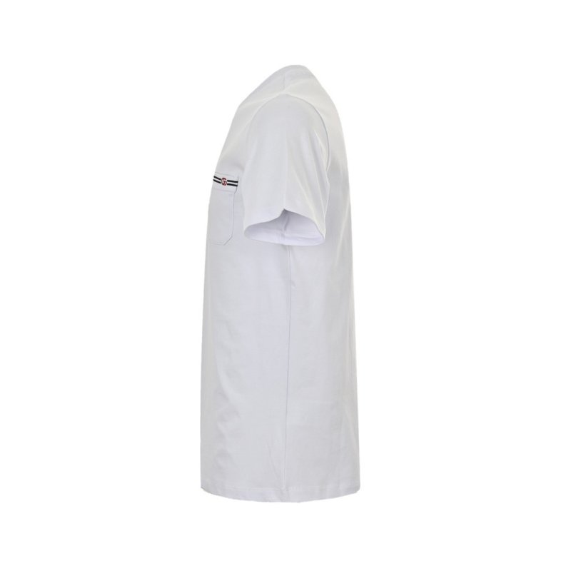 White Minimalist Striped Chest Pocket Short Sleeve T-Shirt view