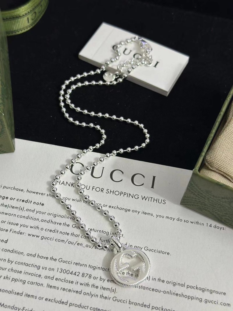 Gucci Double G Charm Ball Chain Necklace Silver view