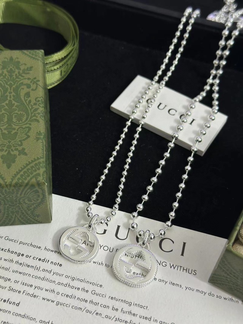 Gucci Double G Charm Ball Chain Necklace Silver view