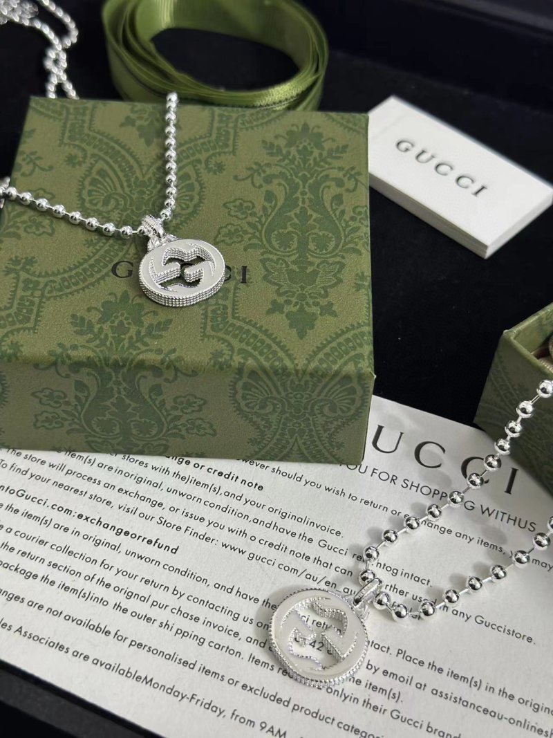 Gucci Double G Charm Ball Chain Necklace Silver view