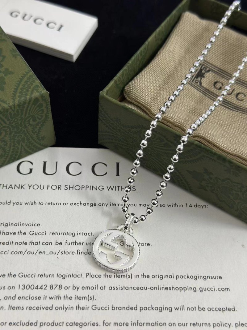 Gucci Double G Charm Ball Chain Necklace Silver view