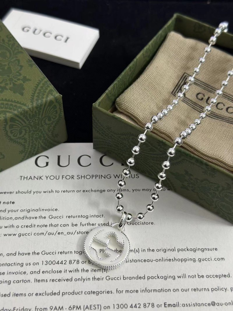 Gucci Double G Charm Ball Chain Necklace Silver view