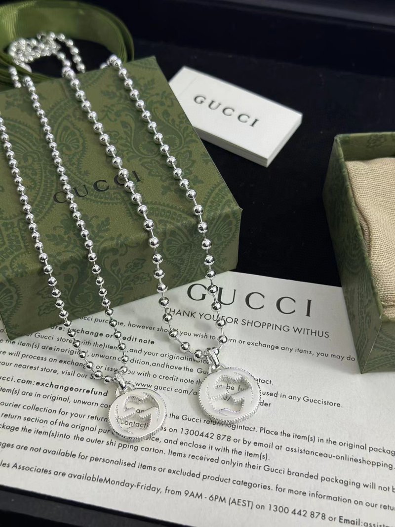 Gucci Double G Charm Ball Chain Necklace Silver view