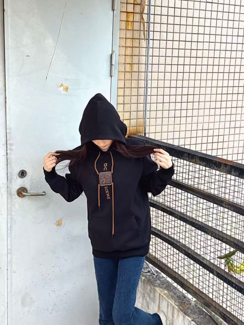 Loewe Black Embroidered Logo Hoodie view